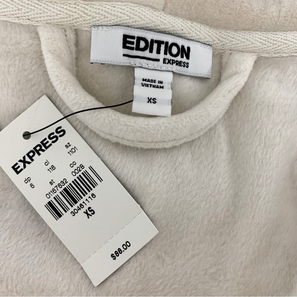 NWT $88 Express Edition Oversized Soft Dreamy Neutral Velour Robe Ivory/Cream XS - Picture 12 of 12